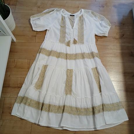 Bielo zlaté bavlnené maxi šaty, f&f,46