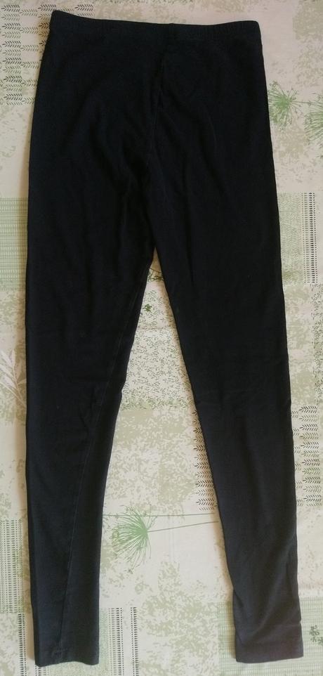 Dievčenské čierne elastické legíny, 152-158 cm, 158