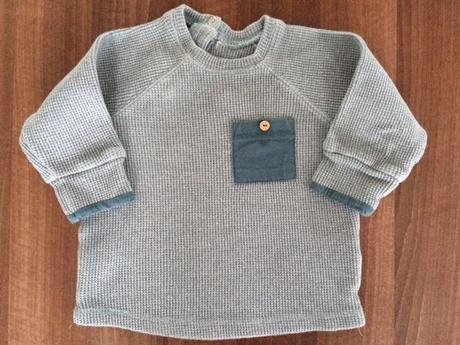 Vafľové tyrkysové hrubšie tričko, h&m,80