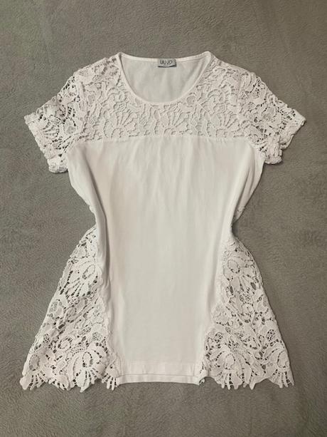 Bavlnené tričko s čipkou zn. liu jo originál, liu jo,l / m