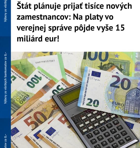 Tisíce nových zamestnamcov v štátnej správe za 15 miliárd