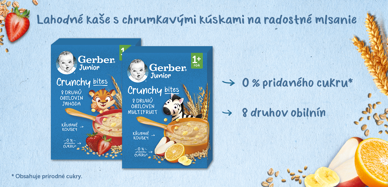 GERBER Junior nemliečna kaša jahodová s chrumkavými kúskami  