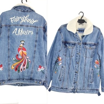 Pull&bear - vyšívaná džínsová bunda, pull&bear,s