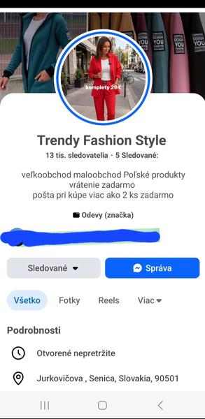 Pozor na podvodnú stránku Trendy Fashion Style na Facebooku