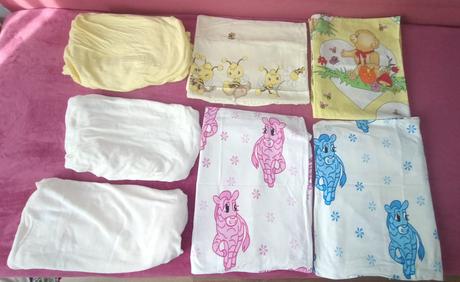 4 detske postielne obliecky a 3 napinacie plachty, šírka (cm): 80,dĺžka (cm): 140