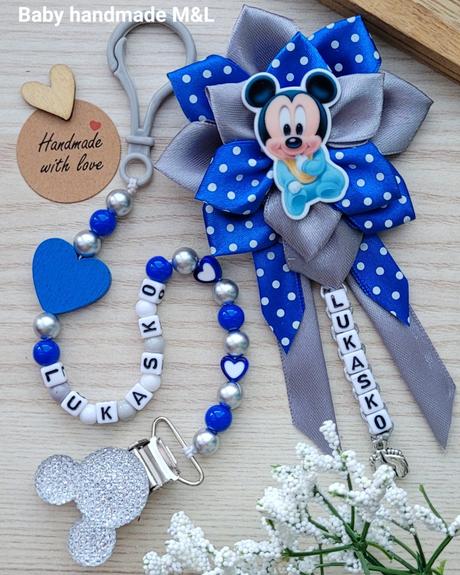 Šnúrka na cumlik a mašla na kočík disney,