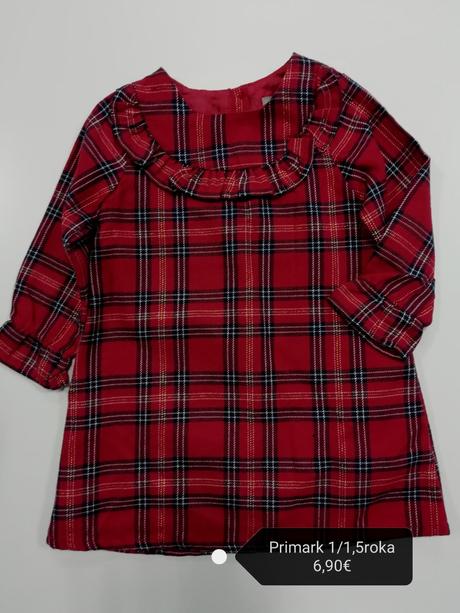 Karo kockované červené šaty s volánikom, primark,86