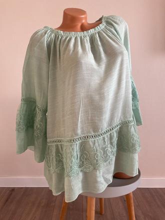 Mentolová bavlnená blúzka, xxl, xxl