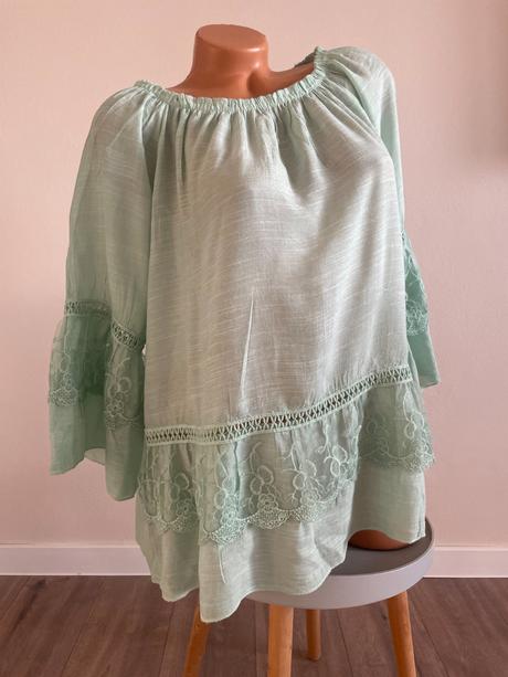 Mentolová bavlnená blúzka, xxl, xxl