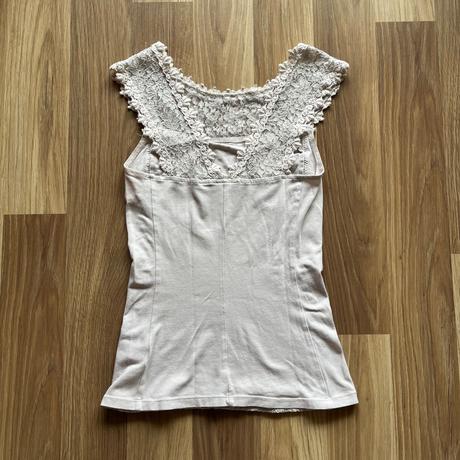 Svetle ruzovo bezove tricko cipkovane express, xs