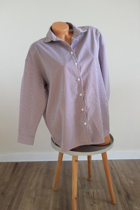 Fialovo biela bavlnená košeľa, eva minge, xs, xs