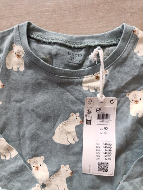 Lindex tričko medvede, lindex,92