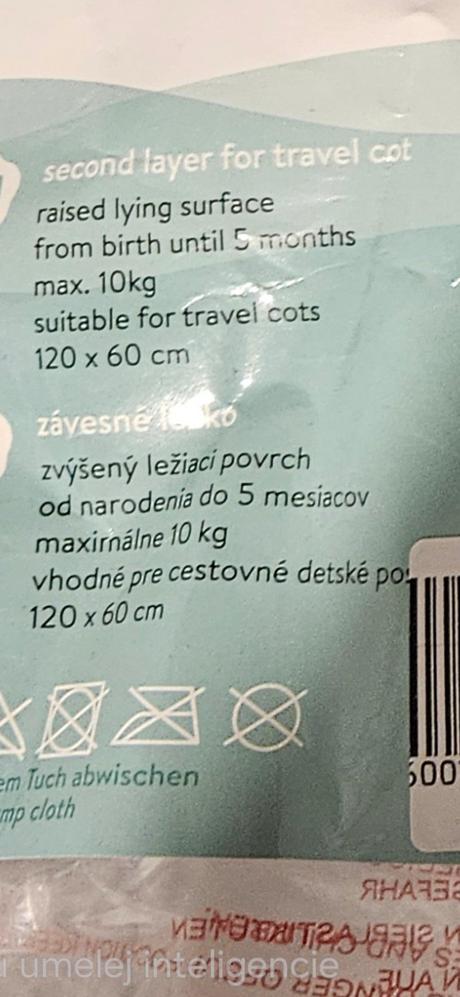 Zavesné lôžko-vyvýšené do cestovnej postielky, šírka (cm): 60,dĺžka (cm): 120