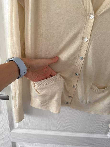 Krémový kardigan zo zmesi viskózy a hodvábu, benetton,m