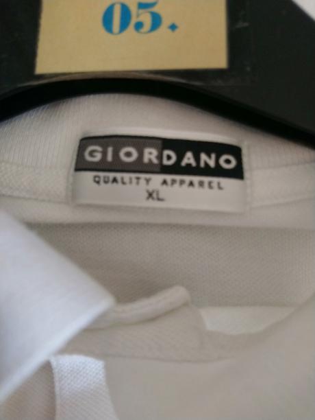 Pánske biele tričko s golierom, giordano, l, l