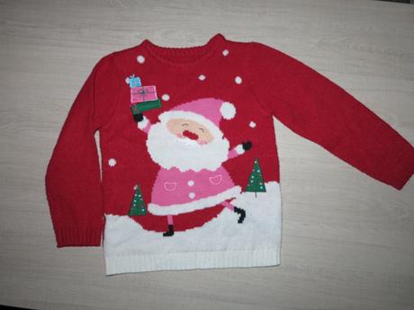 Pulovrík vianočný  červeno-biely, nutmeg,116