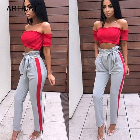 Nohavice s cervenym pasikom, l / xl