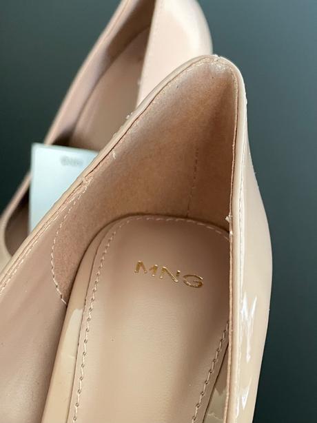 Špicaté ihličky lodičky béžové nude lakované 9 cm, mango,36
