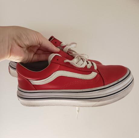 Červené vansky na platforme, vans,37