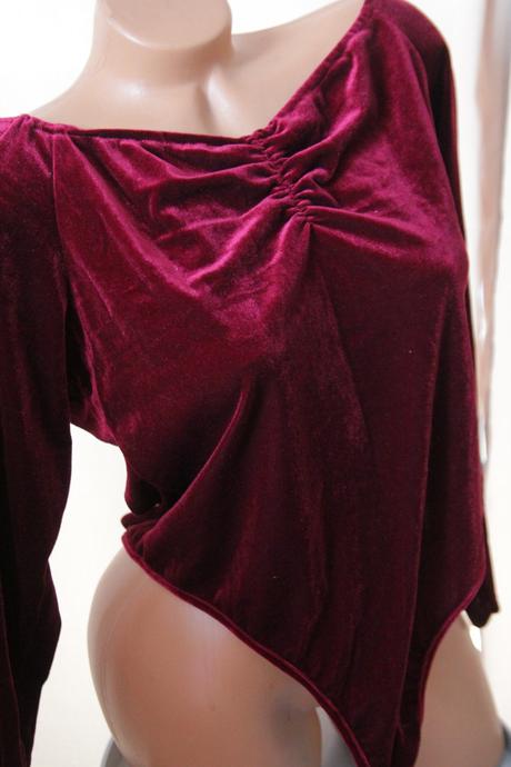 Zamatový bordový body top, l, l