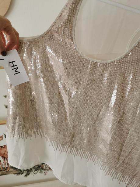 Elegantny top s flitrami hm, h&m,l