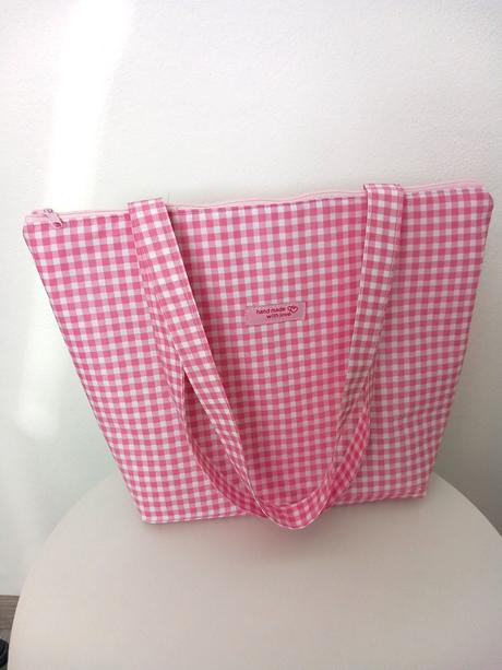 Taška bielo ružová na zips,