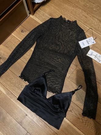 Vianočný top a trblietave tricko top stav, zara,s