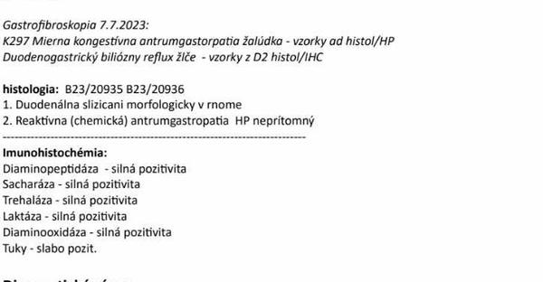 Aké sú moje gastro výsledky?