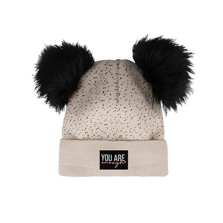 Dievčenská zimná čiapka s dvomi bombuľkami 48404, ajs,54 / 56