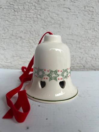 Keramicky vianocny zvonec zvoncek 9,5 cm zima vian,