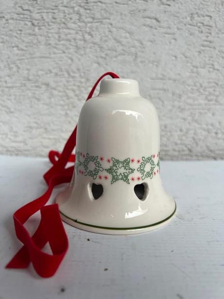 Keramicky vianocny zvonec zvoncek 9,5 cm zima vian,