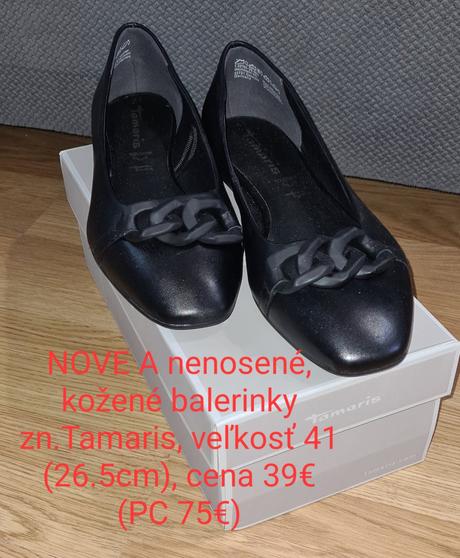 Kožené baleriny čierne tamaris, tamaris,41