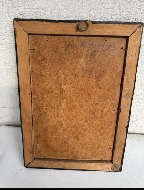 Rucne malovany original stary obrazok muza,