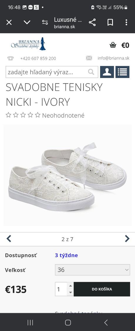 Svadobné tenisky ivory, 39