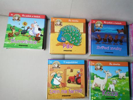 Knižky farma a zvieratá na farme, veci,