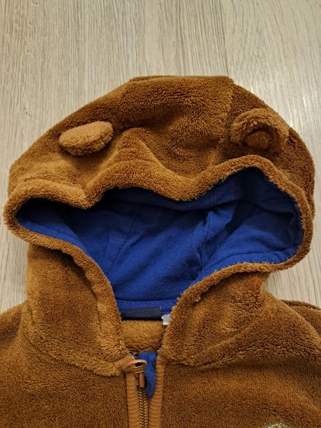 Hnedá plyšová mikina na zips pre chlapca, lupilu,74