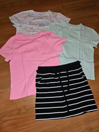 Sukňa a 3x tričko, 140–152