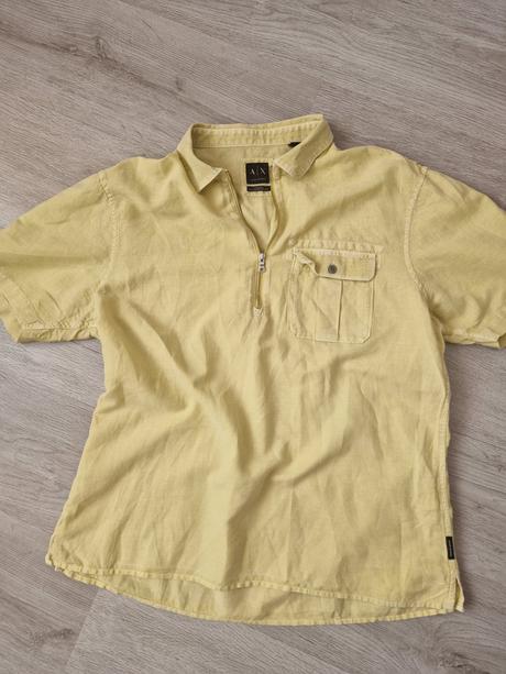 Pánska ľanová žltá polokošeľa armani, armani,l