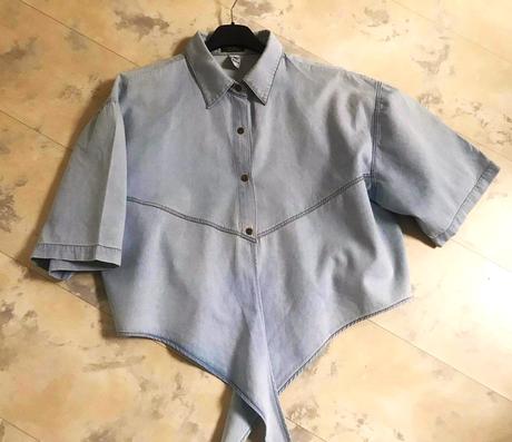 Krátka riflová košeľa na uväzovanie, xl