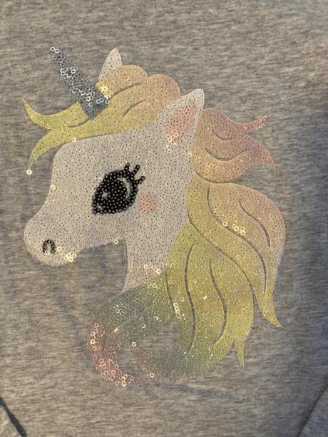 Tricko flitrovane s jednorozcom, h&m,134