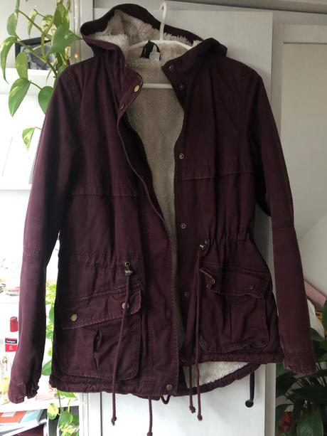 Bordová dámska bunda/ bordový kabat/ zimná bunda, h&m,xs