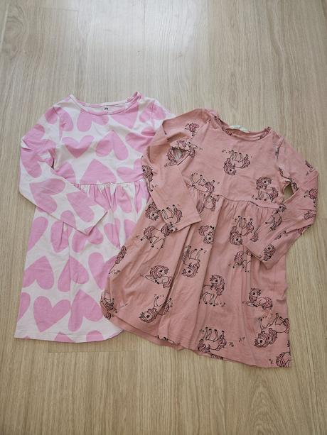 2x šaty 122/128, h&m,122