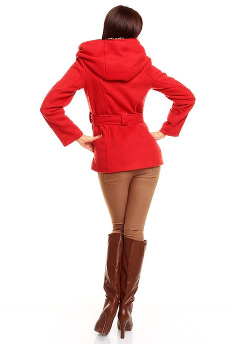 Červený kabát s tigrovinou veľ xl, xl