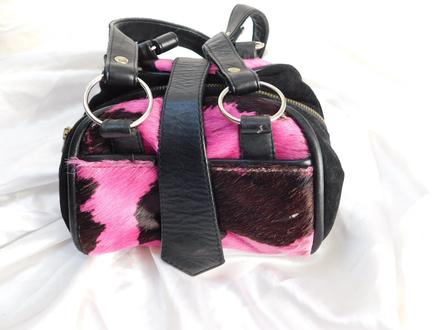 Kožená kabelka s pony kožušinou, 