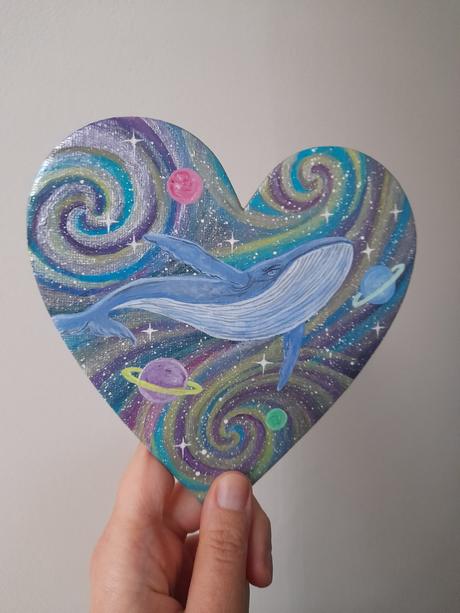 Akryl na srdcovom plátne veľryba, 