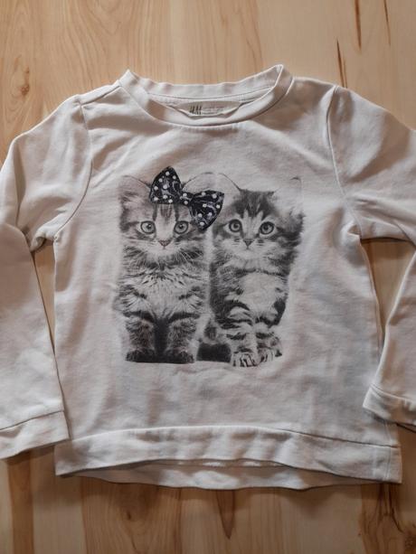 Biela mačičková mikinka, h&m,110