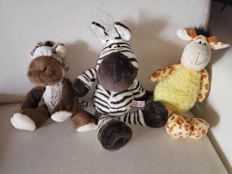 Safari plyšová zebra, žirafa, kôň, 
