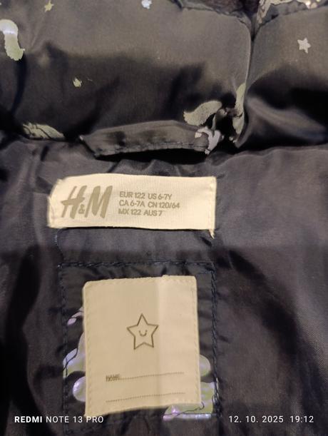 Dievčenská zimná bunda h&m, h&m,122
