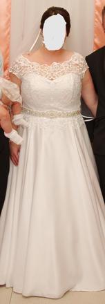 Krásne snehobiele saténové svadobné šaty, roly,48