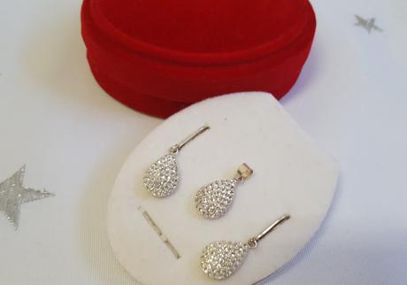Strieborné náušnice + prívesok swarovski element, swarovski